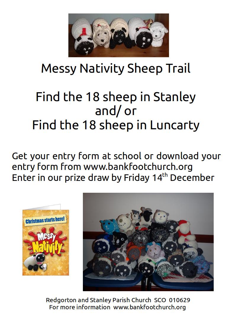 Messy Nativity sheep trail poster